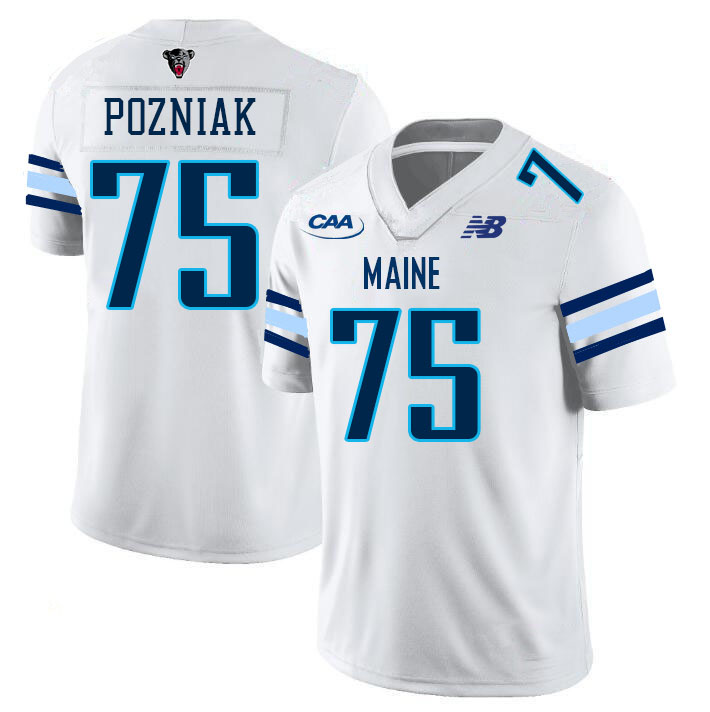 Men #75 Sean Pozniak Maine Black Bears College Football Jerseys Stitched Sale-White